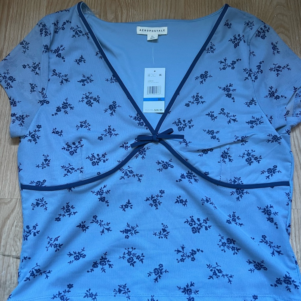 Aeropostale Blue Floral Top